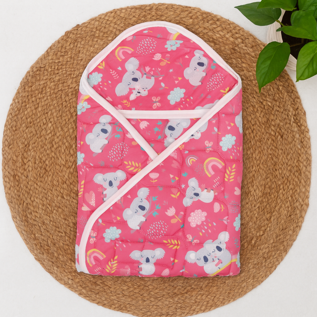 Premium Soft Baby Printed Wrapper with One Small Size Dry Sheet Free-Pink Panda code:NBE,Knit